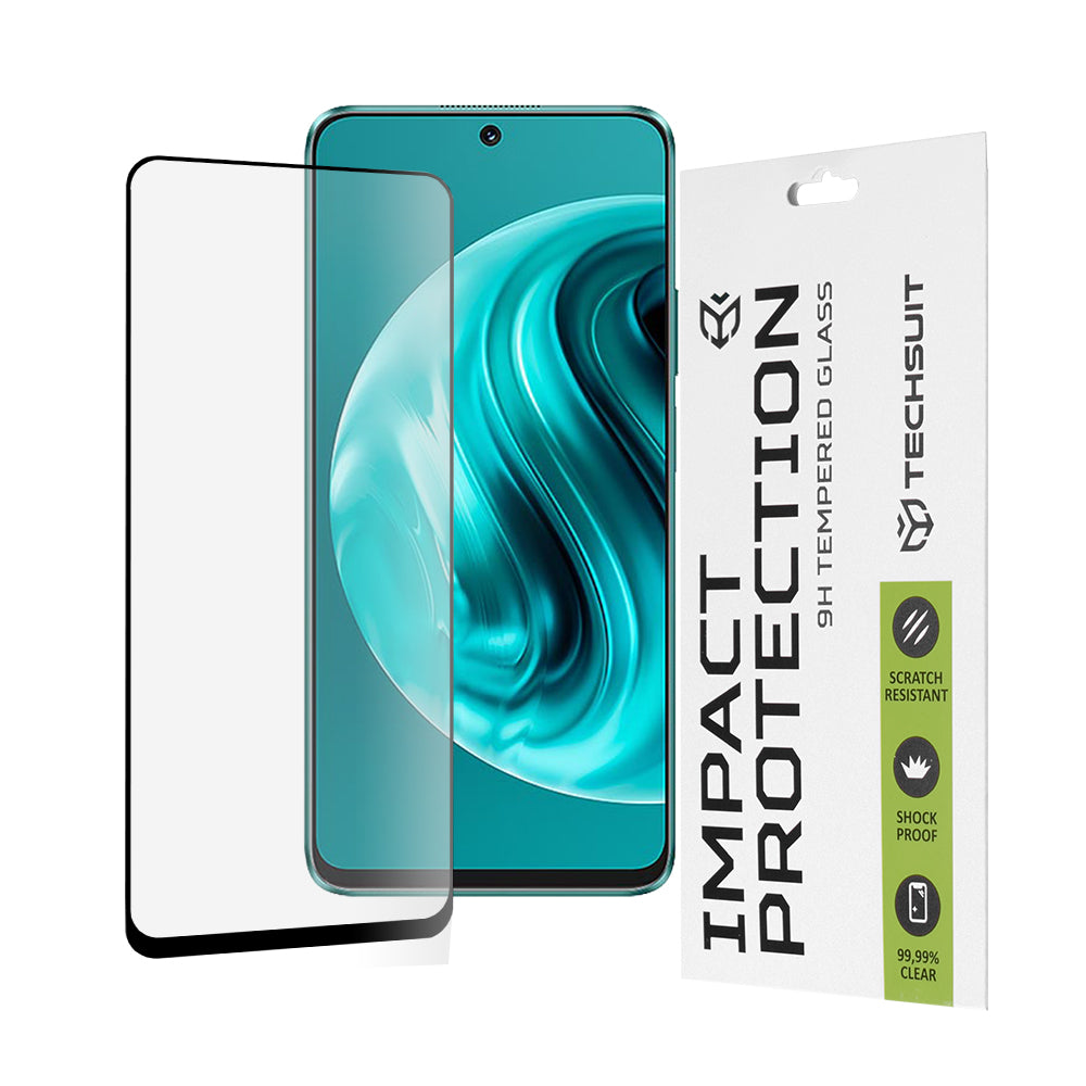 Pellicola protettiva per schermo Techsuit per Huawei nova 13i / nova 12i, Vetro temperato, Full Glue, 111D, Nero
