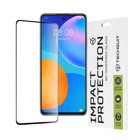 Techsuit Screen Protector Film for Huawei P smart 2021, Tempered Glass, Full Glue, 111D, Black