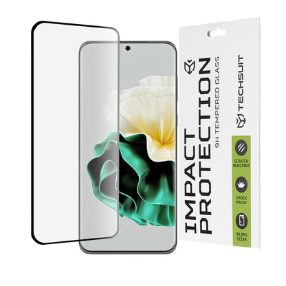 Pellicola protettiva per schermo Techsuit per Huawei P60, Vetro Temperato, Full Glue, 111D, Nero
