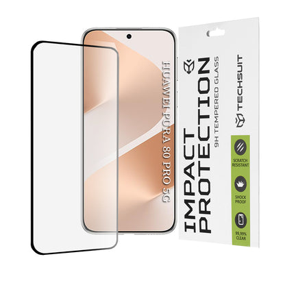 Pellicola Protettiva per Schermo Techsuit per Huawei Pura 80 Pro, Vetro Temperato, Full Glue, 111D, Nero