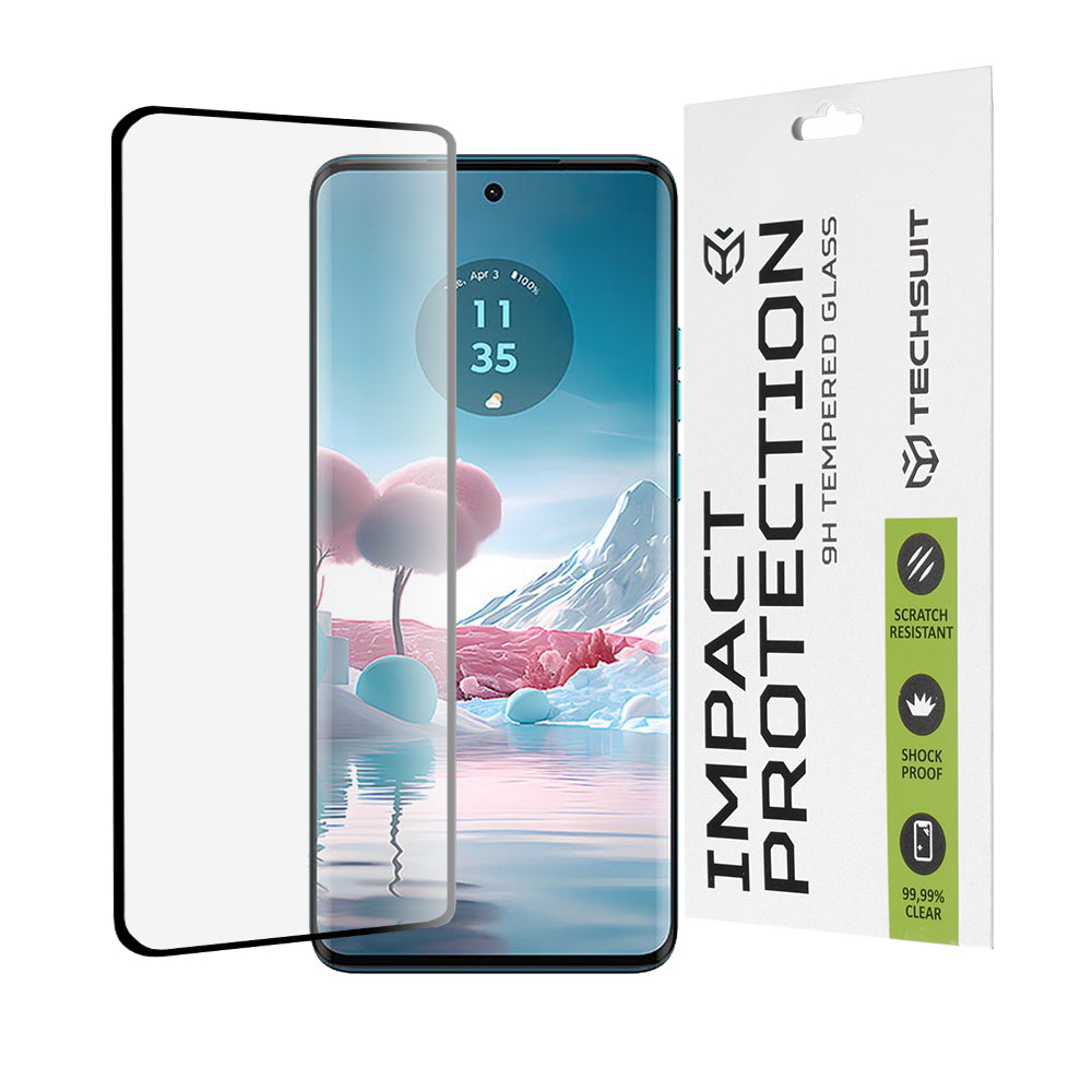 Pellicola protettiva per schermo Techsuit per Motorola Edge 40 Neo, Vetro temperato, Full Glue, 111D, Nero