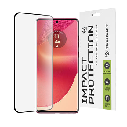Pellicola protettiva per schermo Techsuit per Motorola Edge 50 Fusion, Vetro temperato, Full Glue, 111D, Nero