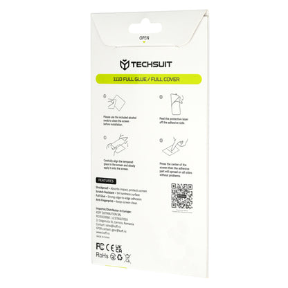 Pellicola protettiva per schermo Techsuit per Motorola Edge 70 Max, Vetro temperato, Full Glue, 111D, Nero