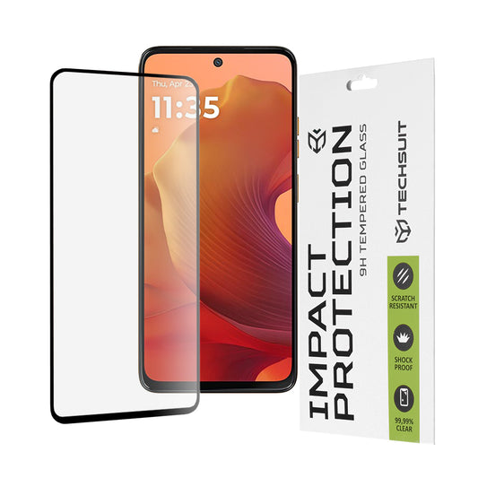 Pellicola protettiva per schermo Techsuit per Motorola Moto G15 / G15 Power, Vetro temperato, Full Glue, 111D, Nero