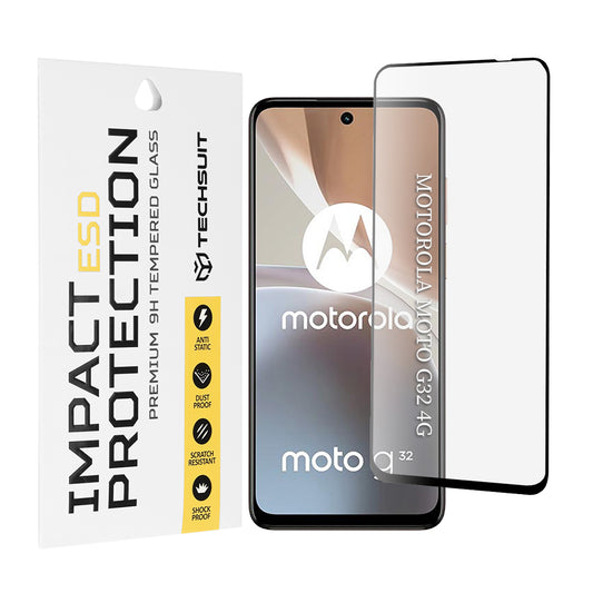 Pellicola protettiva per schermo Techsuit per Motorola Moto G32, vetro temperato, Full Glue, nera