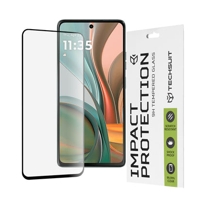 Pellicola protettiva per schermo Techsuit per Motorola Moto G75, Vetro temperato, Full Glue, 111D, Nero