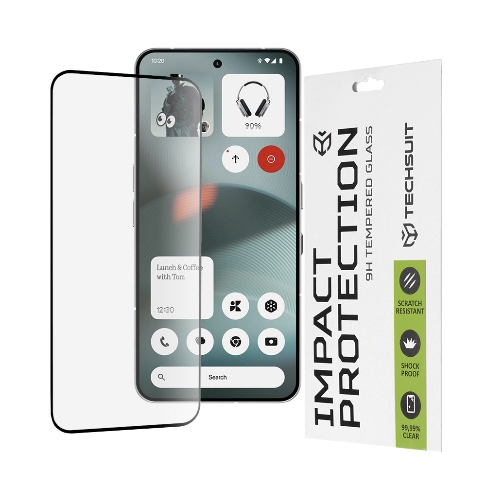 Pellicola Protettiva Schermo Techsuit per Nothing Phone (3), Vetro Temperato, Full Glue, 111D, Nero