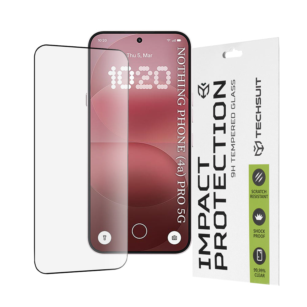 Pellicola protettiva schermo Techsuit per Nothing Phone (4a) Pro, Vetro Temperato, Full Glue, 111D, Nera