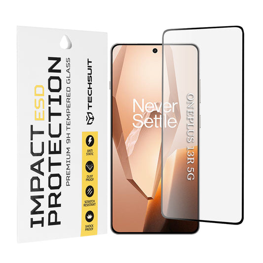 Pellicola protettiva per schermo Techsuit per OnePlus 13R, Vetro temperato, Full Glue, Nero