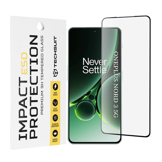 Pellicola protettiva per schermo Techsuit per OnePlus Nord 3, Vetro temperato, Full Glue, Nero