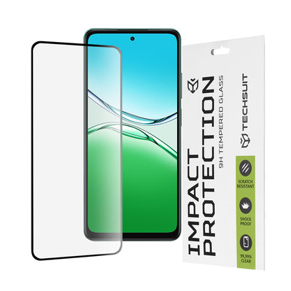 Pellicola protettiva per schermo Techsuit per Oppo A5 4G, Vetro temperato, Full Glue, 111D, Nero