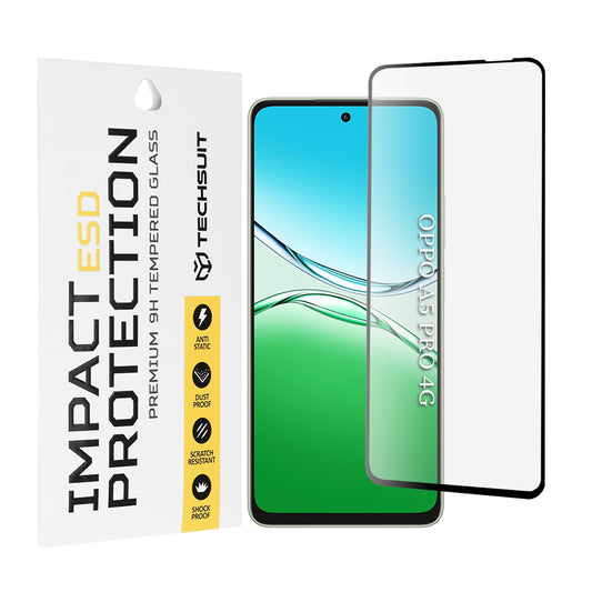 Pellicola protettiva per schermo Techsuit per Oppo A5 Pro 4G / A5 Pro, Vetro temperato, Full Glue, Nero