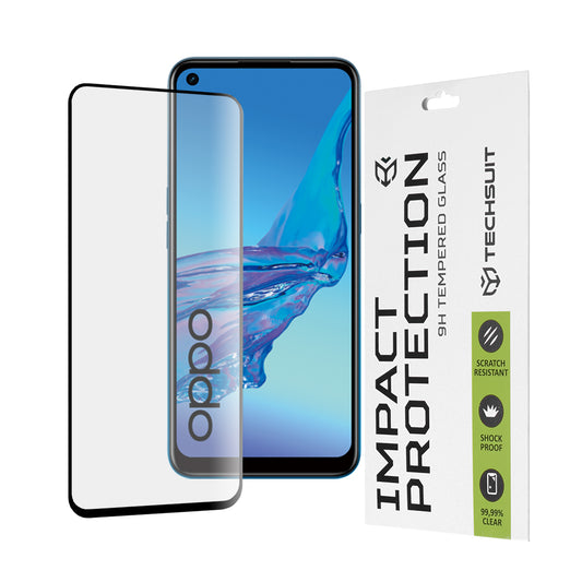 Pellicola protettiva per schermo Techsuit per Oppo A53s / A53 4G, Vetro Temperato, Full Glue, 111D, Nero