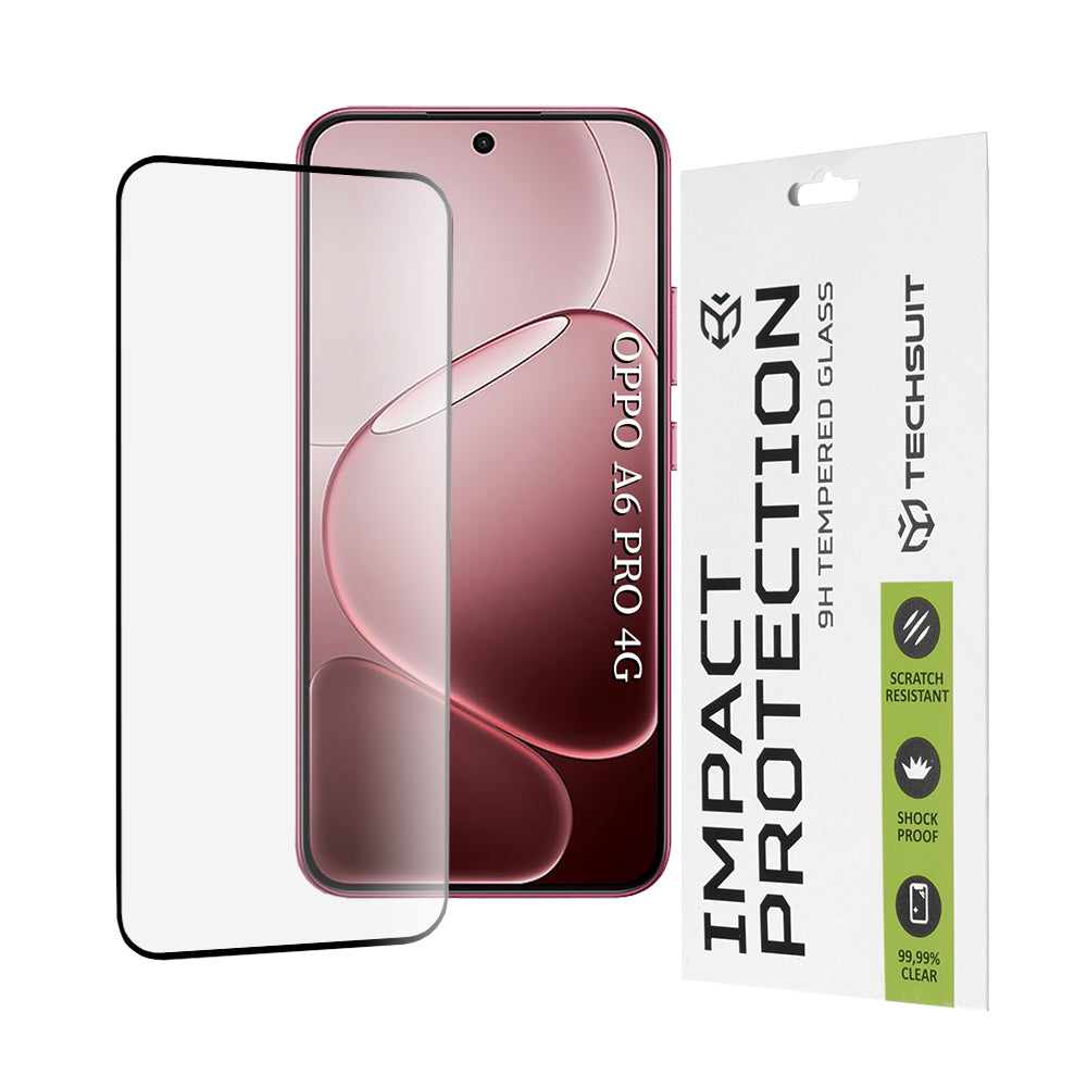Pellicola protettiva schermo Techsuit per Oppo A6 Pro 5G / A6 Pro 4G, Vetro Temperato, Full Glue, 111D, Nera