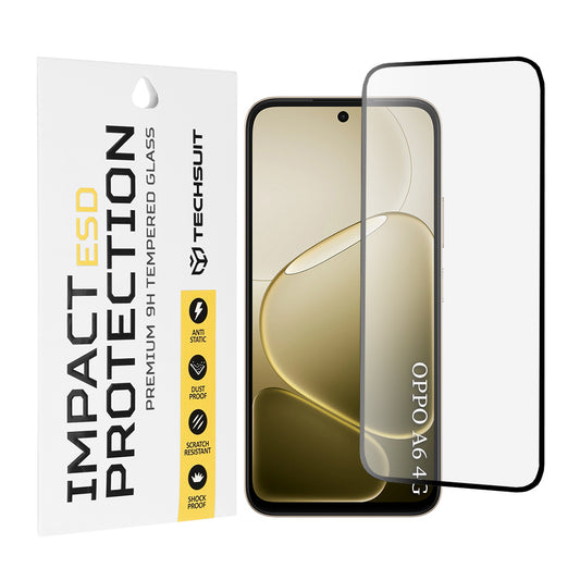Pellicola protettiva per schermo Techsuit per Oppo A6x 4G / A6x / A6 4G, Vetro Temperato, Full Glue, Nera