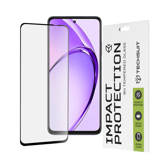 Pellicola protettiva per schermo Techsuit per Oppo A80, Vetro Temperato, Full Glue, 111D, Nero
