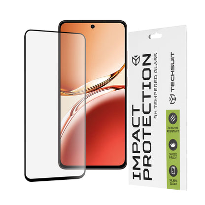 Pellicola protettiva per schermo Techsuit per Oppo Reno12 FS 5G / Reno12 FS 4G / Reno12 F 4G / Reno12 F, Vetro temperato, Full Glue, 111D, Nero