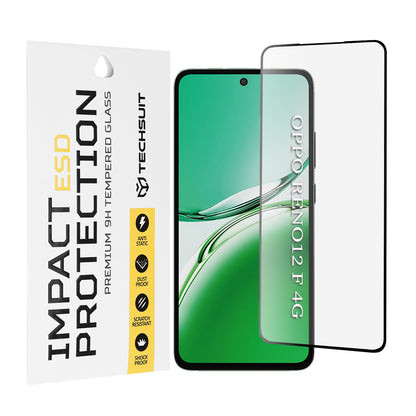 Pellicola protettiva per schermo Techsuit per Oppo Reno12 FS 5G / Reno12 FS 4G / Reno12 F 4G / Reno12 F, Vetro temperato, Full Glue, Nero