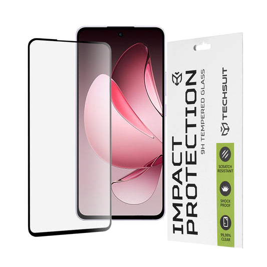 Pellicola protettiva per schermo Techsuit per Oppo Reno13 FS 5G / Reno13 F 4G / Reno13 F, Vetro temperato, Full Glue, 111D, Nero