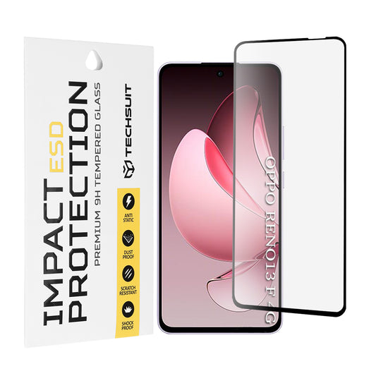 Pellicola protettiva per schermo Techsuit per Oppo Reno13 FS 5G / Reno13 F 4G / Reno13 F, Vetro temperato, Full Glue, Nero