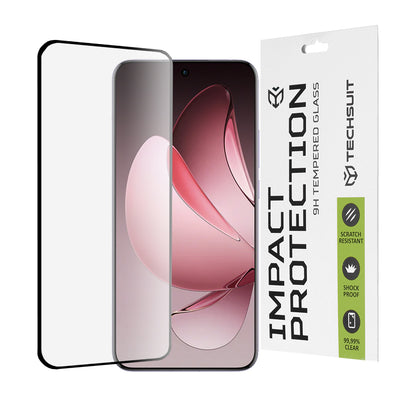Pellicola Protettiva per Schermo Techsuit per Oppo Reno13 Pro, Vetro Temperato, Full Glue, 111D, Nero