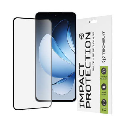 Pellicola protettiva per schermo Techsuit per Oppo Reno13, Vetro temperato, Full Glue, 111D, Nero
