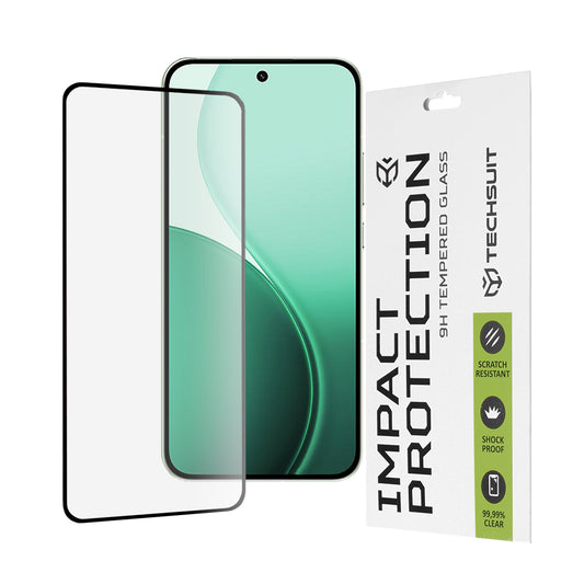 Pellicola protettiva per schermo Techsuit per Oppo Reno14, Vetro temperato, Full Glue, 111D, Nero