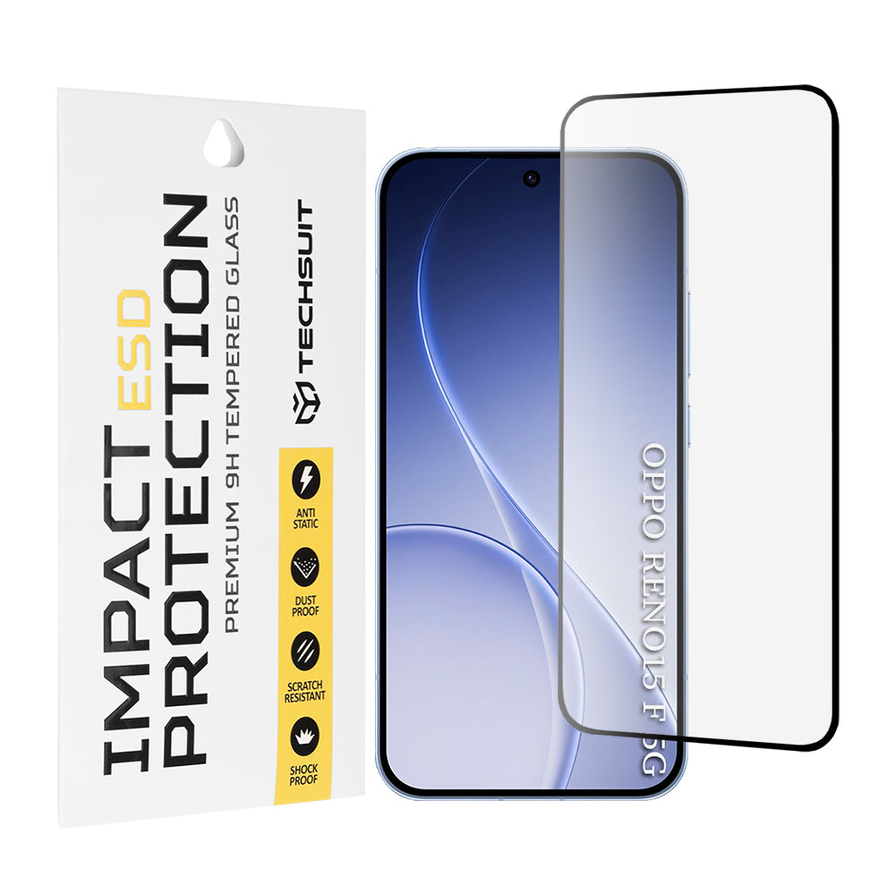 Pellicola protettiva per schermo Techsuit per Oppo Reno15 FS / Reno15 F, Vetro temperato, Full Glue, Nero