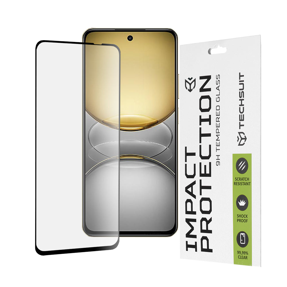Pellicola protettiva per schermo Techsuit per Realme C75 5G / 14x, Vetro temperato, Full Glue, 111D, Nero