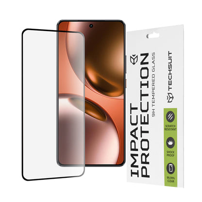 Pellicola protettiva per schermo Techsuit per Realme GT 7, Vetro Temperato, Full Glue, 111D, Nero