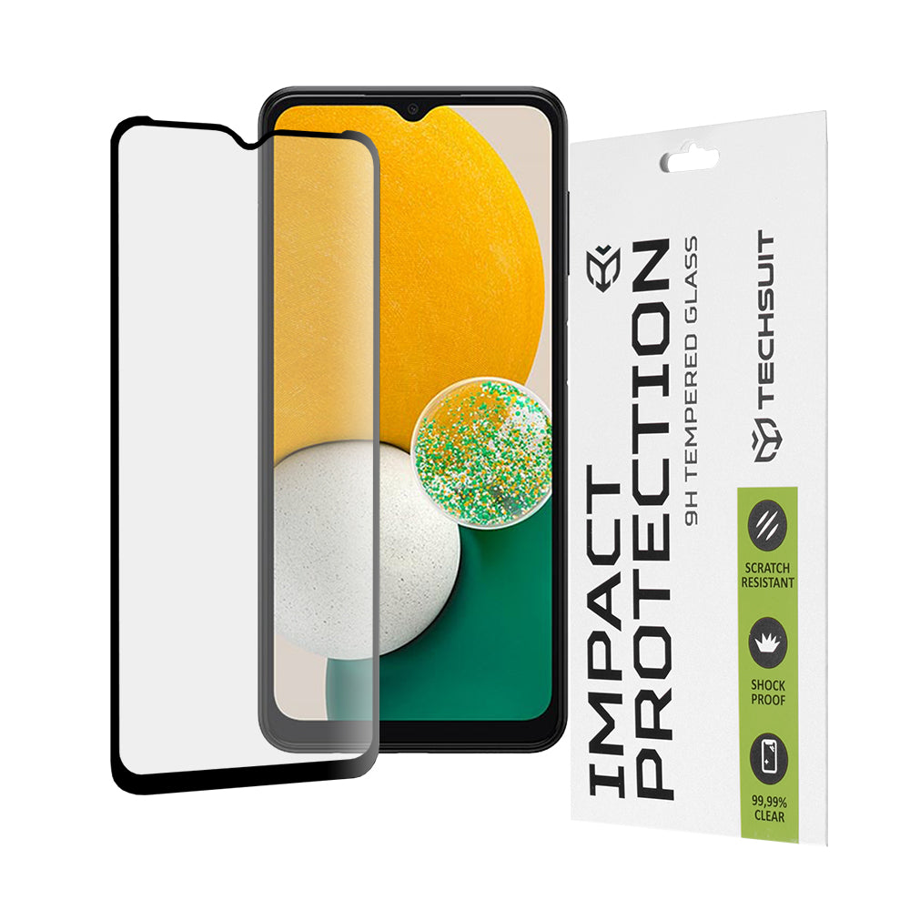 Pellicola protettiva per schermo Techsuit per Samsung Galaxy A04 A045 / A04s A047 / A13 5G A136, Vetro temperato, Full Glue, 111D, Nero