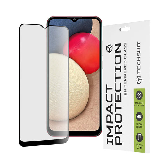 Pellicola protettiva per schermo Techsuit per Samsung Galaxy A04e A042 / M04 M045 / A03 A035 / A03 Core A032, Vetro Temperato, Full Glue, 111D, Nero