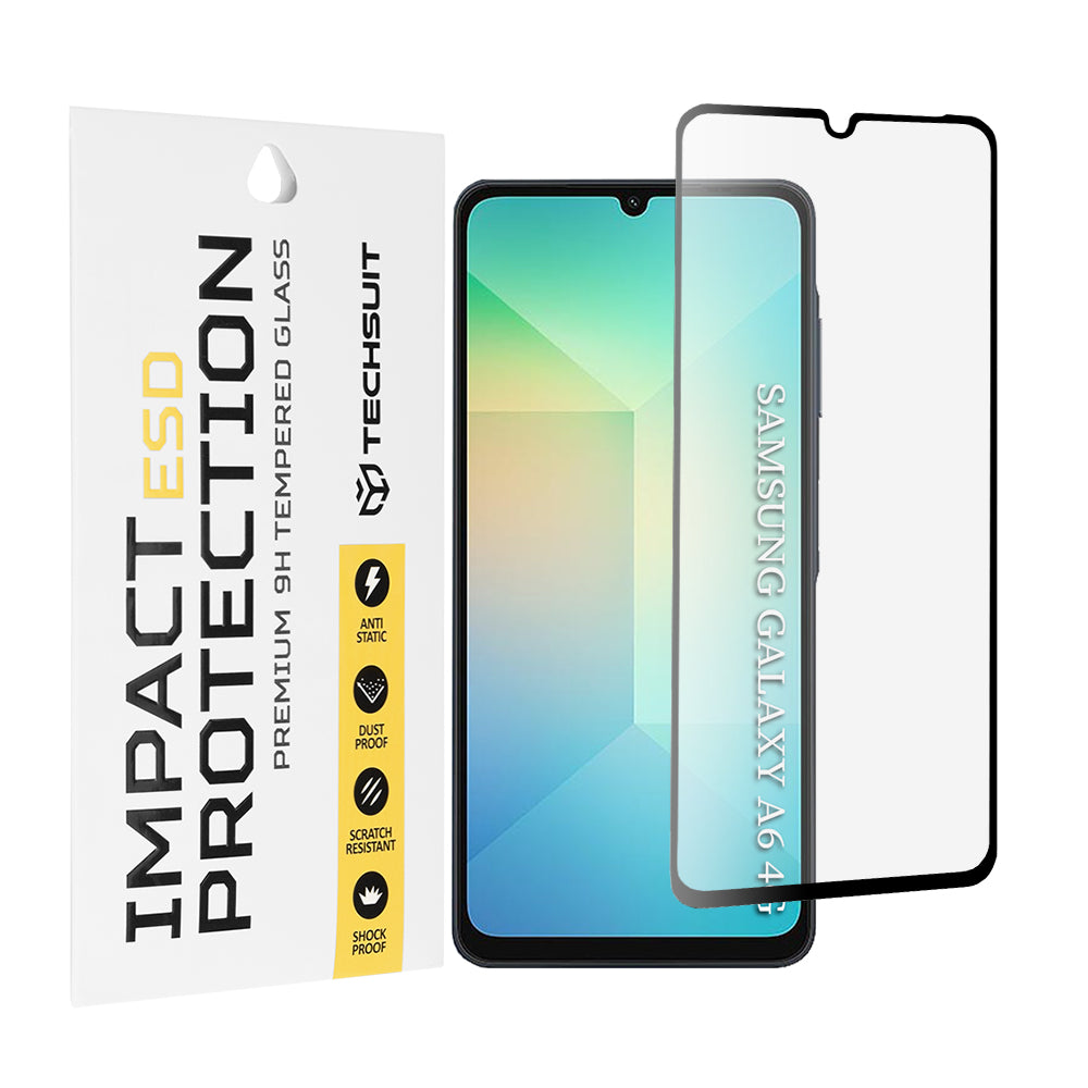 Pellicola protettiva per schermo Techsuit per Samsung Galaxy A06 A065, Vetro temperato, Full Glue, Nero