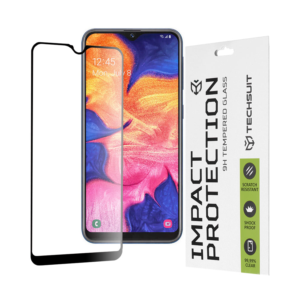 Pellicola protettiva per schermo Techsuit per Samsung Galaxy A10e A102 / A20e A202, Vetro temperato, Full Glue, 111D, Nero