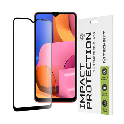 Pellicola protettiva per schermo Techsuit per Samsung Galaxy A20s A207, Vetro temperato, Full Glue, 111D, Nero