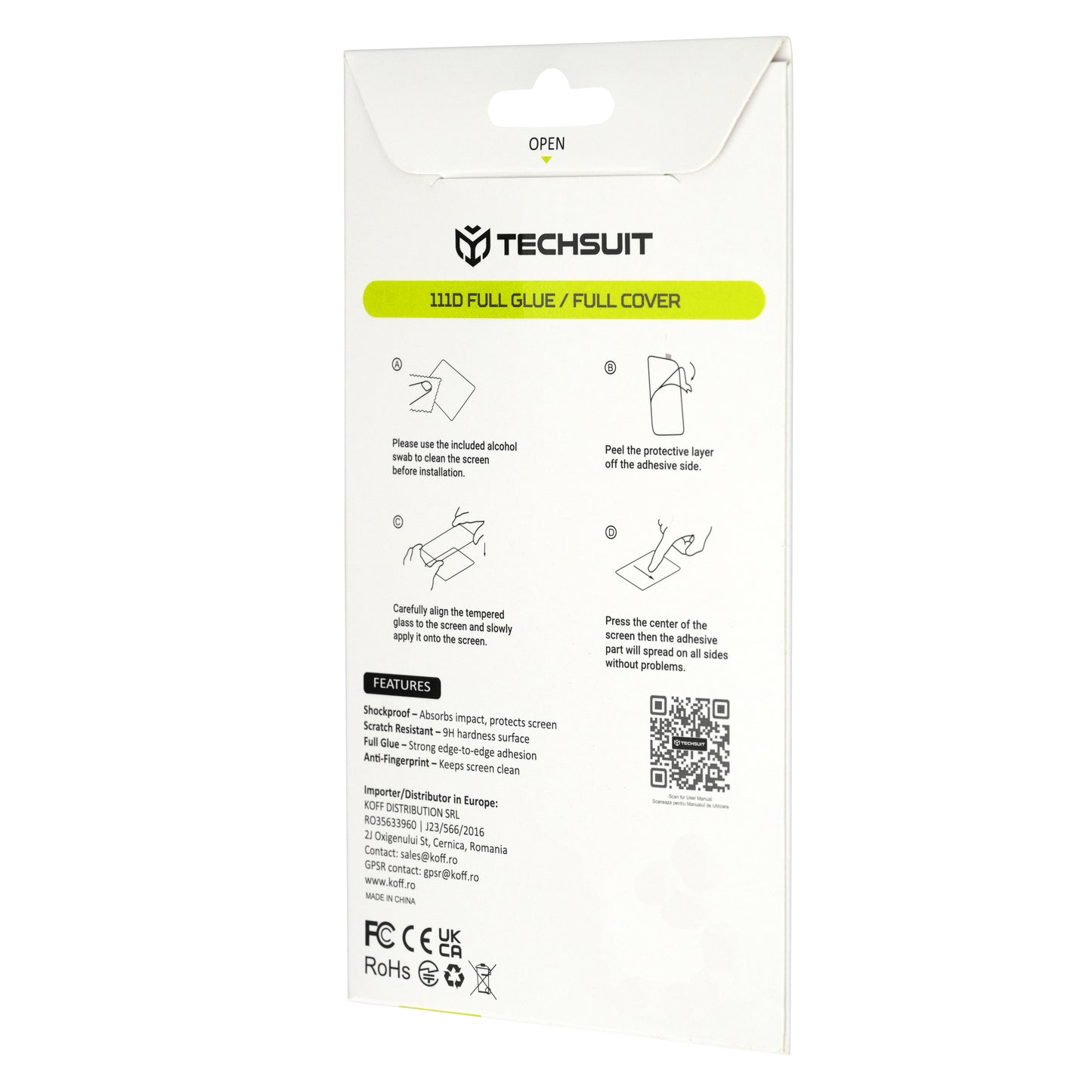 Pellicola protettiva per schermo Techsuit per Samsung Galaxy A27 5G, Vetro temperato, Full Glue, 111D, Nero