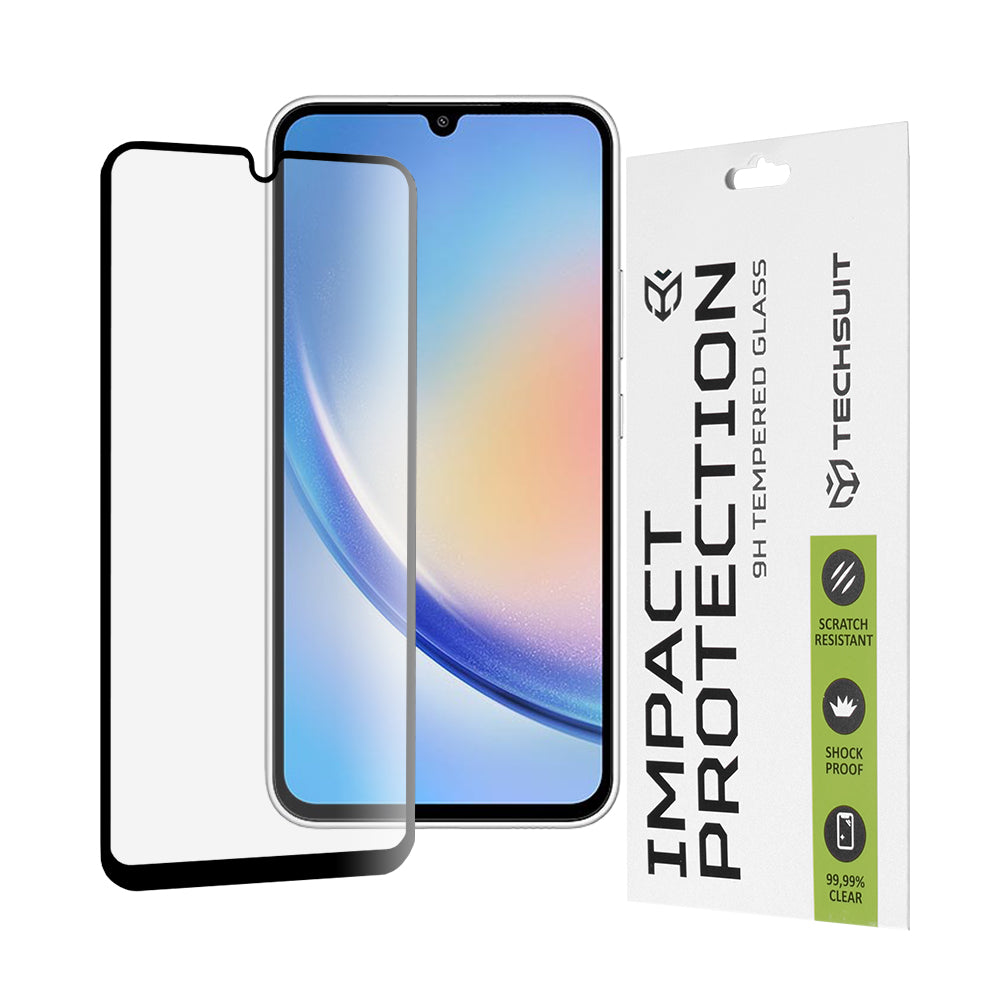 Pellicola protettiva per schermo Techsuit per Samsung Galaxy A34 A346, Vetro temperato, Full Glue, 111D, Nero