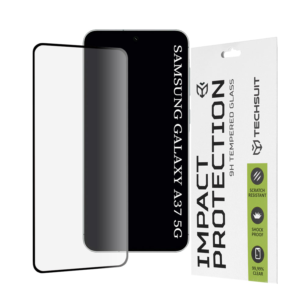 Pellicola protettiva per schermo Techsuit per Samsung Galaxy A37 5G, Vetro Temperato, Full Glue, 111D, Nera