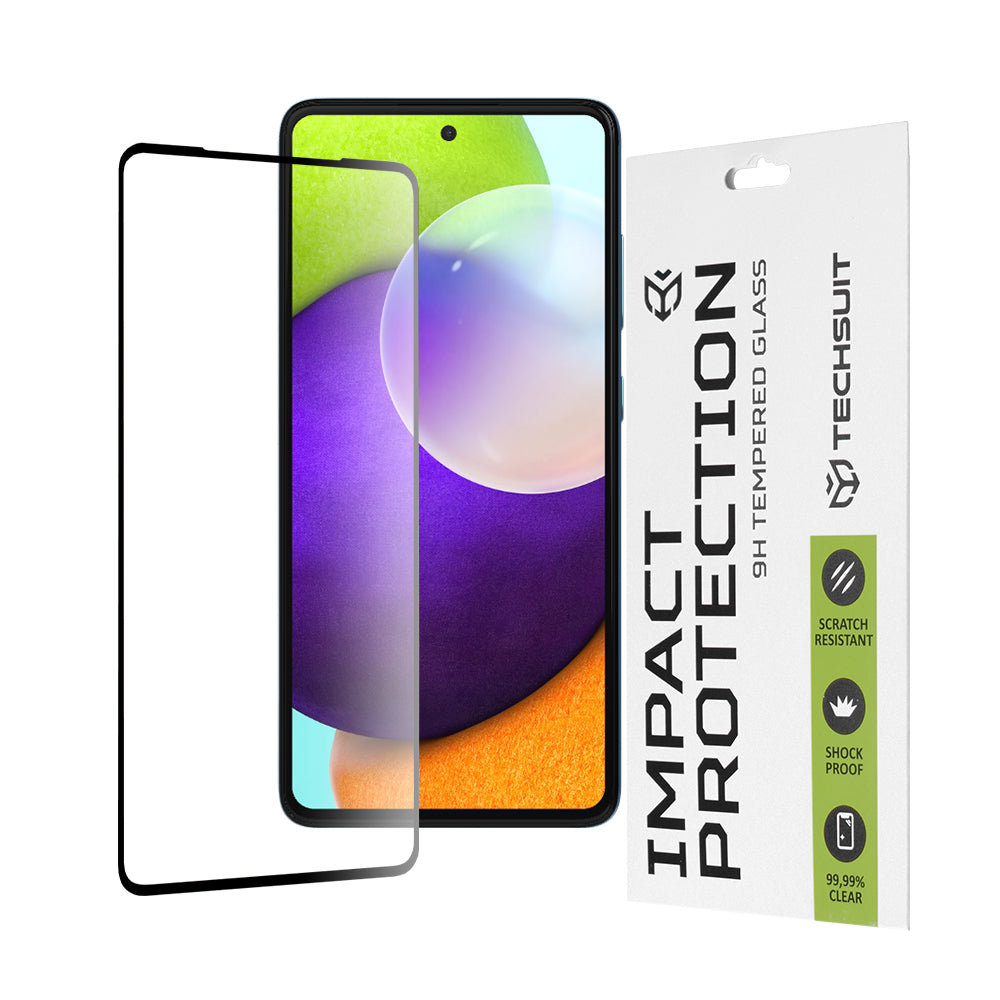 Pellicola protettiva per schermo Techsuit per Samsung Galaxy A52s 5G A528 / A52 5G A526 / A52 A525, Vetro temperato, Full Glue, 111D, Nero