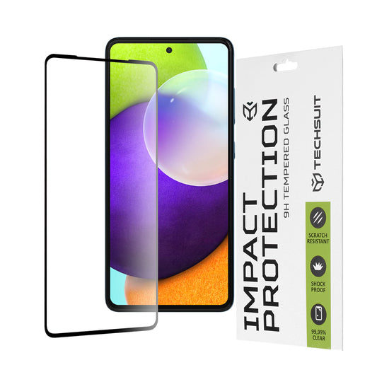Pellicola protettiva per schermo Techsuit per Samsung Galaxy A52s 5G A528 / A52 5G A526 / A52 A525, Vetro temperato, Full Glue, 111D, Nero