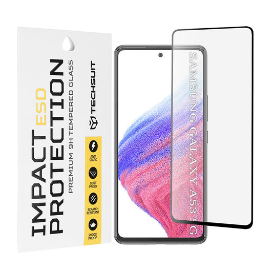 Pellicola protettiva per schermo Techsuit per Samsung Galaxy A53 5G A536, vetro temperato, Full Glue, nera
