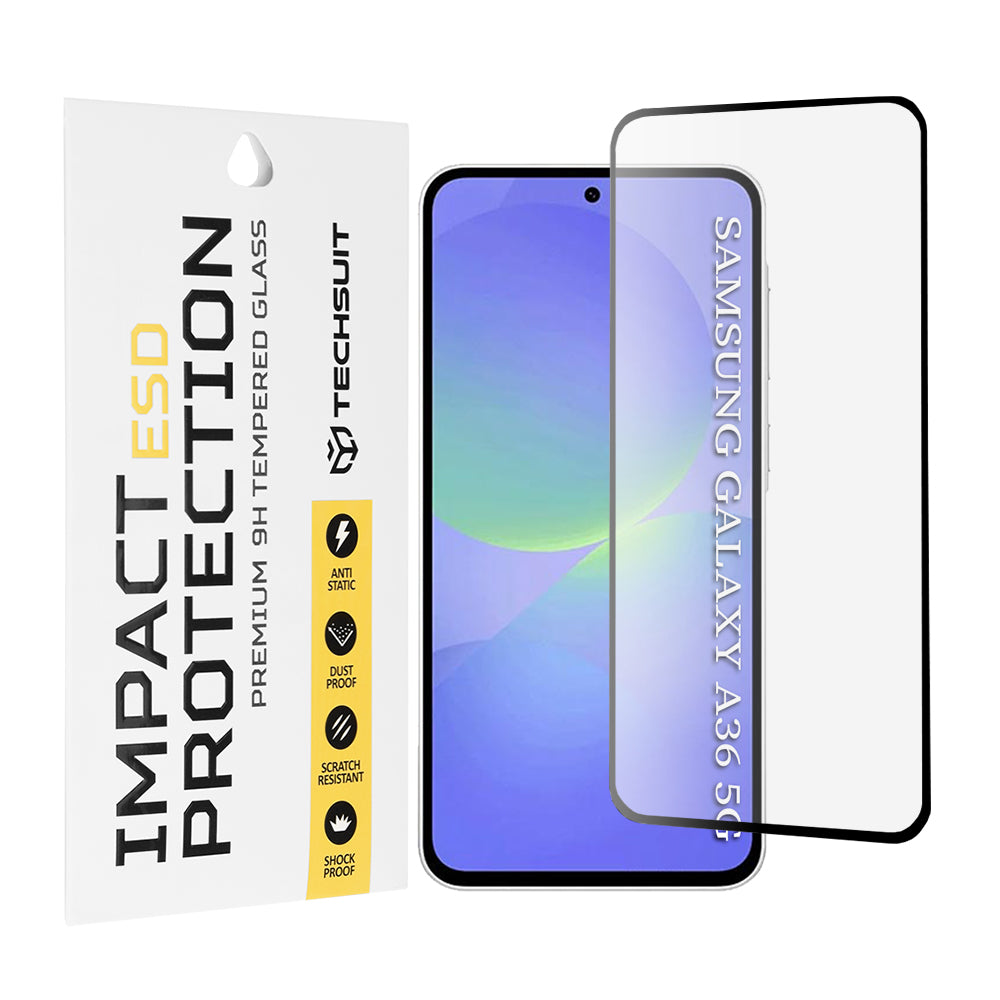 Pellicola protettiva per schermo Techsuit per Samsung Galaxy A56 A566 / A36 A366, Vetro temperato, Full Glue, Nero