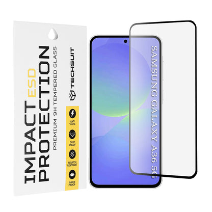 Pellicola protettiva per schermo Techsuit per Samsung Galaxy A56 A566 / A36 A366, Vetro temperato, Full Glue, Nero