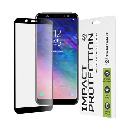 Pellicola protettiva per schermo Techsuit per Samsung Galaxy A6 (2018) A600, Vetro temperato, Full Glue, 111D, Nero