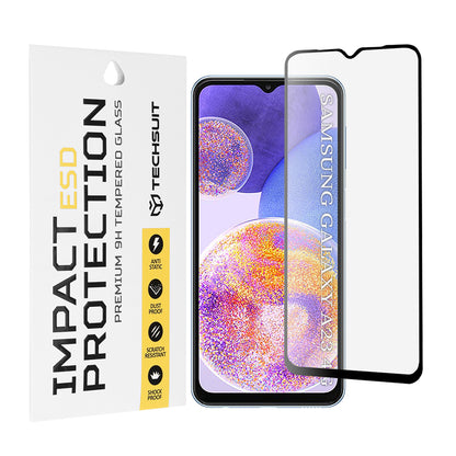 Pellicola protettiva per schermo Techsuit per Samsung Galaxy M13 M135 / F13 E135 / A23 5G A236 / A23 A235 / M23 M236, Vetro temperato, Full Glue, Nero