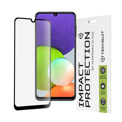 Pellicola protettiva per schermo Techsuit per Samsung Galaxy M22 M225 / A22 A225, Vetro temperato, Full Glue, 111D, Nero