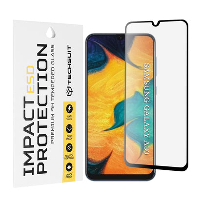 Pellicola protettiva per schermo Techsuit per Samsung Galaxy M31 M315 / M21 M215 / A50s A507 / A30s A307 / M30s M307, Vetro temperato, Full Glue, Nero