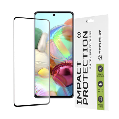 Pellicola protettiva per schermo Techsuit per Samsung Galaxy M51 M515 / A71 5G A716 / Note10 Lite N770, Vetro Temperato, Full Glue, 111D, Nero