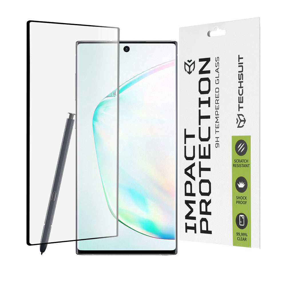 Pellicola protettiva per schermo Techsuit per Samsung Galaxy Note 10+ 5G N976 / Note 10+ N975, Vetro temperato, Full Glue, 111D, Nero