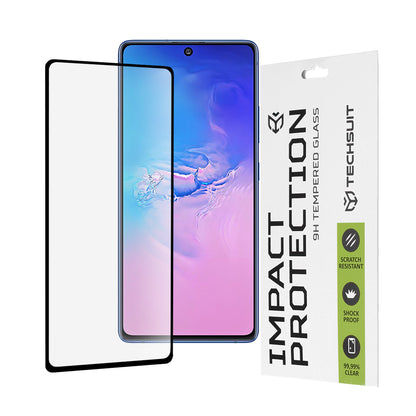 Pellicola protettiva per schermo Techsuit per Samsung Galaxy S10 Lite G770, Vetro Temperato, Full Glue, 111D, Nero